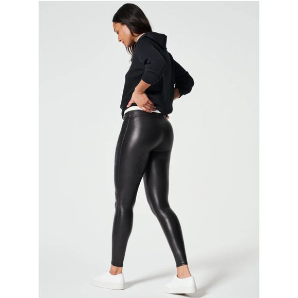 SPANX NWT Faux Leather Leggings in Black // XS - Picture 2 of 9